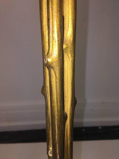  Maison Bagu s RARE PAIR OF MAISON BAGUES GILT BRONZE BAMBOO TRIPOD FLOOR LAMPS