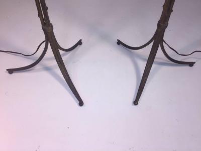  Maison Bagu s RARE PAIR OF MAISON BAGUES GILT BRONZE BAMBOO TRIPOD FLOOR LAMPS