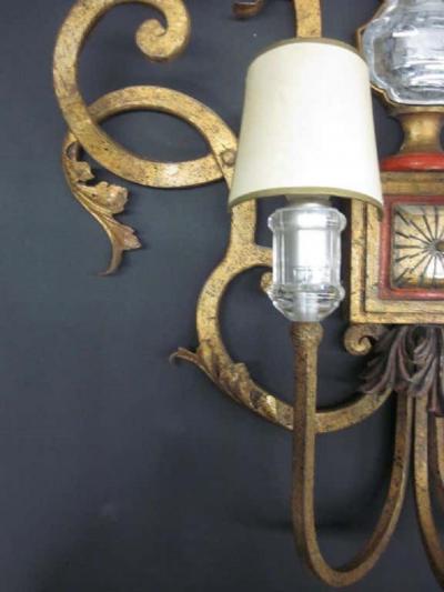  Maison Bagu s Rare Large French Gilt Iron Bronze and Crystal Wall Sconce by Maison Bagu s