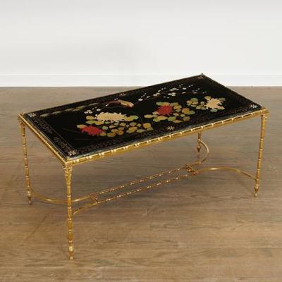  Maison Bagu s Rare gilt bronze faux bamboo coffee table by Maison Bagues with floral motifs 