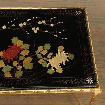  Maison Bagu s Rare gilt bronze faux bamboo coffee table by Maison Bagues with floral motifs 