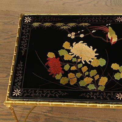  Maison Bagu s Rare gilt bronze faux bamboo coffee table by Maison Bagues with floral motifs 