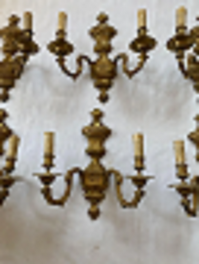  Maison Bagu s Series 6 Wall Lights in Gilt Bronze Style of Lxvi Maison Bagu s Label 1970 80