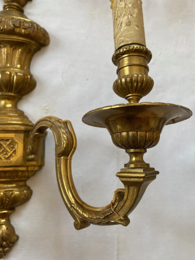  Maison Bagu s Series 6 Wall Lights in Gilt Bronze Style of Lxvi Maison Bagu s Label 1970 80