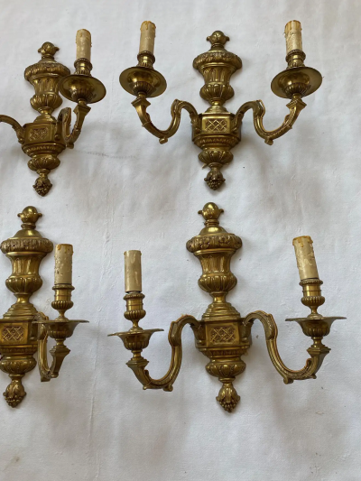  Maison Bagu s Series 6 Wall Lights in Gilt Bronze Style of Lxvi Maison Bagu s Label 1970 80