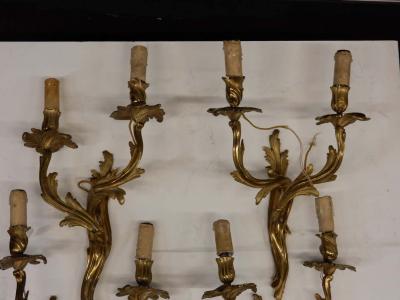  Maison Bagu s Series of 2 Pairs of Sconces Doing in Gilt Bronze Louis XV Style Signed Bague s
