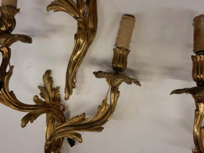  Maison Bagu s Series of 2 Pairs of Sconces Doing in Gilt Bronze Louis XV Style Signed Bague s
