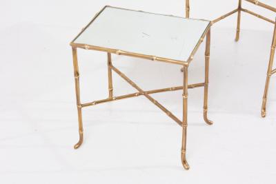  Maison Bagu s Set of 3 Bronze Bamboo Nesting Tables with Mirrors by Maison Bagu s France