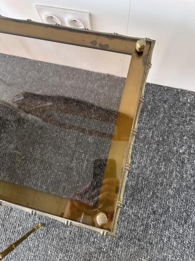  Maison Bagu s Set of 3 Nesting Tables Bamboo Gilt Bronze by Maison Bagu s France 1960s