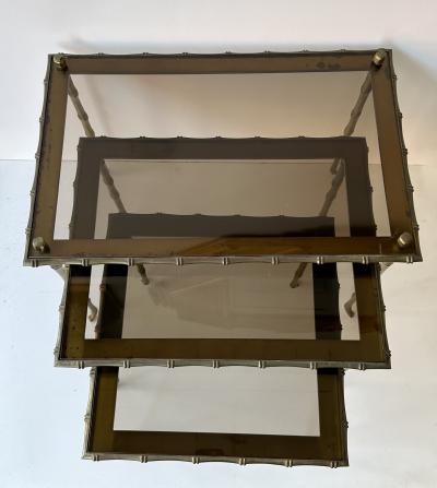  Maison Bagu s Set of 3 Nesting Tables Bamboo Gilt Bronze by Maison Bagu s France 1960s
