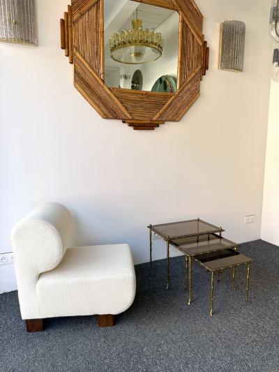  Maison Bagu s Set of 3 Nesting Tables Bamboo Gilt Bronze by Maison Bagu s France 1960s