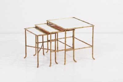  Maison Bagu s Set of 3 Nesting Tables with Mirrors by Maison Bagu s France