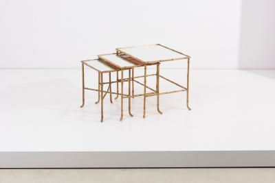  Maison Bagu s Set of 3 Nesting Tables with Mirrors by Maison Bagu s France