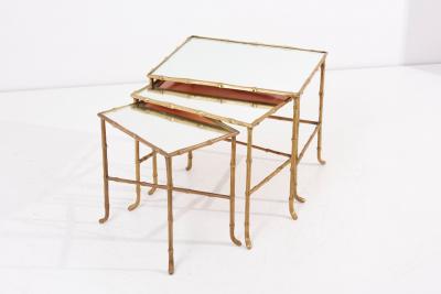  Maison Bagu s Set of 3 Nesting Tables with Mirrors by Maison Bagu s France