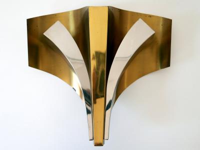  Maison Bagu s Set of Two Large Mid Century Modern Brass Sconces by Maison Bagu s Paris 1960s