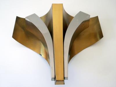  Maison Bagu s Set of Two Large Mid Century Modern Brass Sconces by Maison Bagu s Paris 1960s