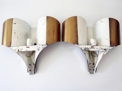  Maison Bagu s Set of Two Large Mid Century Modern Brass Sconces by Maison Bagu s Paris 1960s