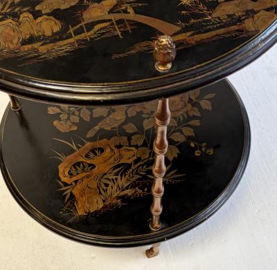  Maison Bagu s Side table with bamboo decoration in gilt bronze and Chinese lacquer tops
