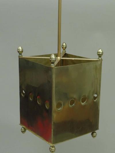  Maison Bagu s Two French Mid Century Modern Neoclassic Brass Pendants Lanterns Maison Bagu s