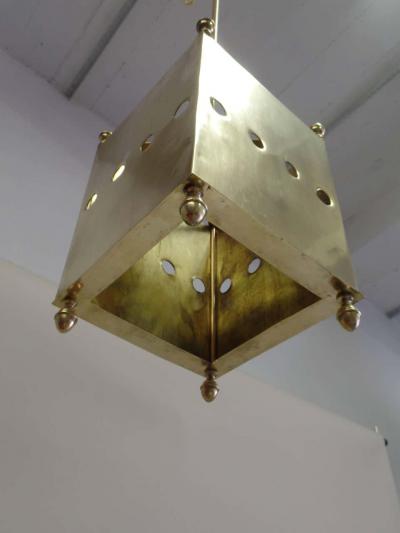  Maison Bagu s Two French Mid Century Modern Neoclassic Brass Pendants Lanterns Maison Bagu s