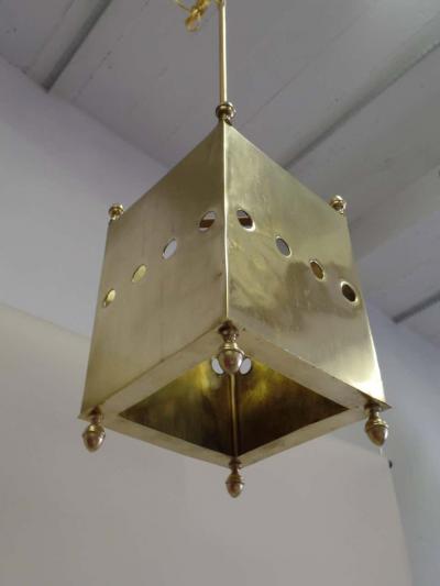  Maison Bagu s Two French Mid Century Modern Neoclassic Brass Pendants Lanterns Maison Bagu s