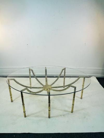  Maison Bagu s UNUSUAL MODERNIST OVAL METAL FAUX BAMBOO COFFEE TABLE