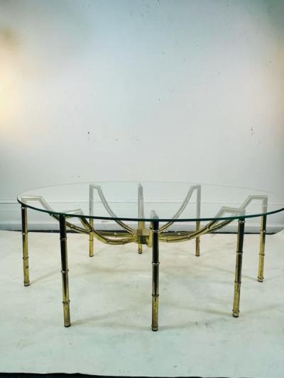  Maison Bagu s UNUSUAL MODERNIST OVAL METAL FAUX BAMBOO COFFEE TABLE