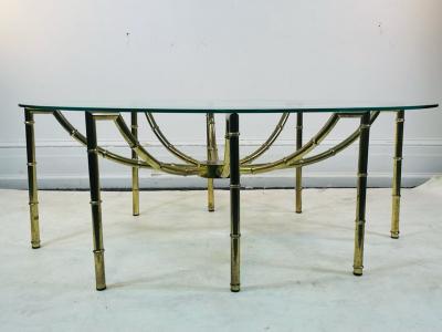  Maison Bagu s UNUSUAL MODERNIST OVAL METAL FAUX BAMBOO COFFEE TABLE