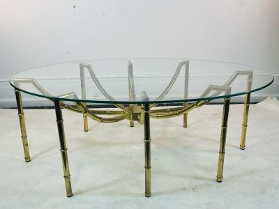  Maison Bagu s UNUSUAL MODERNIST OVAL METAL FAUX BAMBOO COFFEE TABLE