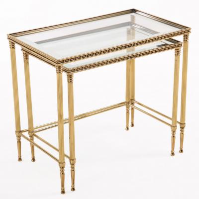  Maison Bagu s Vintage Pair Italian Brass Nesting Tables Hollywood Regency Style