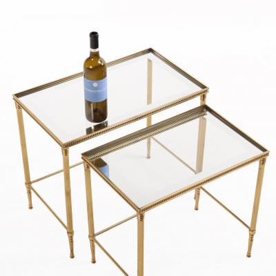  Maison Bagu s Vintage Pair Italian Brass Nesting Tables Hollywood Regency Style