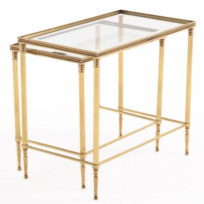  Maison Bagu s Vintage Pair Italian Brass Nesting Tables Hollywood Regency Style