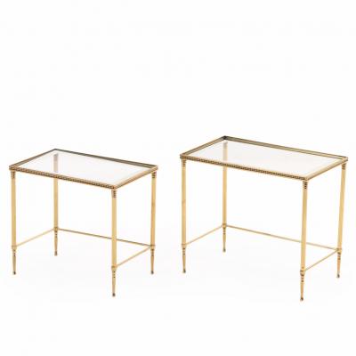  Maison Bagu s Vintage Pair Italian Brass Nesting Tables Hollywood Regency Style