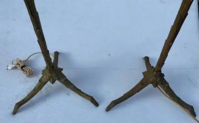  Maison Charles et Fils 1970 Pair Of Patinated Bronze Floor Lamps Maison Charles Palm Tree Model