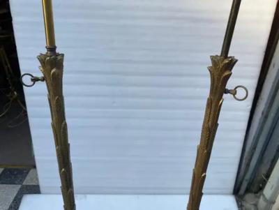  Maison Charles et Fils 1970 Pair Of Patinated Bronze Floor Lamps Maison Charles Palm Tree Model