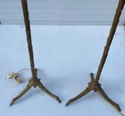  Maison Charles et Fils 1970 Pair Of Patinated Bronze Floor Lamps Maison Charles Palm Tree Model