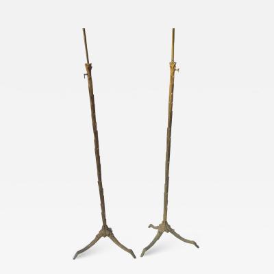  Maison Charles et Fils 1970 Pair Of Patinated Bronze Floor Lamps Maison Charles Palm Tree Model