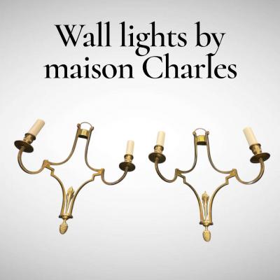  Maison Charles et Fils 1970s Bronze sconces by Maison Charles