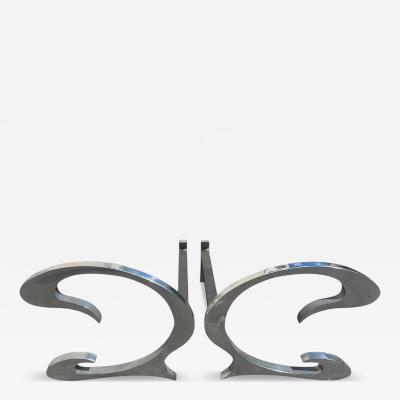  Maison Charles et Fils 1970s Decorative andirons by Maison Charles