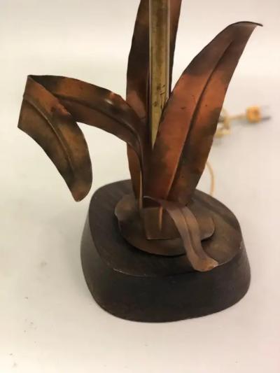  Maison Charles et Fils French Midcentury Copper Bronze and Brass Floral Table Lamp by Maison Charles