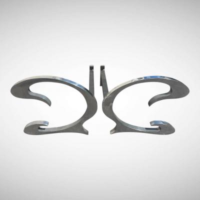  Maison Charles et Fils Pair of 1970s andirons by Charles et Fils