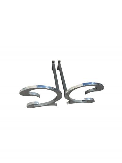  Maison Charles et Fils Pair of 1970s andirons by Charles et Fils