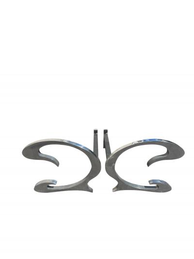  Maison Charles et Fils Pair of 1970s andirons by Charles et Fils