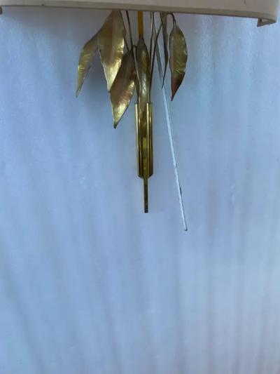  Maison Charles et Fils Two Pairs of Wall Lamps with Laurel Leaves attributed to Maison Charles In Brass