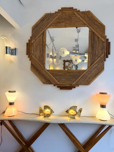  Maison Honor Paris Pair of Brass Agate Fish Lamps by Henri Fernandez France 1980s