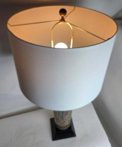  Maison Le Dauphin Vintage French Le Dauphin Style Glass Lamp with Hand Gilt Foliage c1950