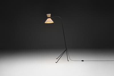 Maison Lunel Black Lacquered Metal Floor Lamp by Lunel France Mid 20th Century