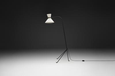  Maison Lunel Black Lacquered Metal Floor Lamp by Lunel France Mid 20th Century