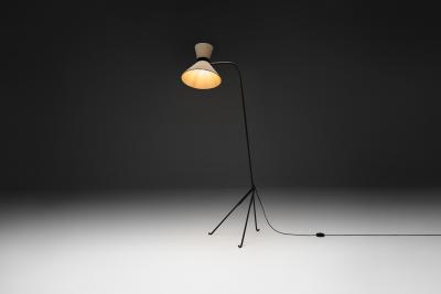  Maison Lunel Black Lacquered Metal Floor Lamp by Lunel France Mid 20th Century