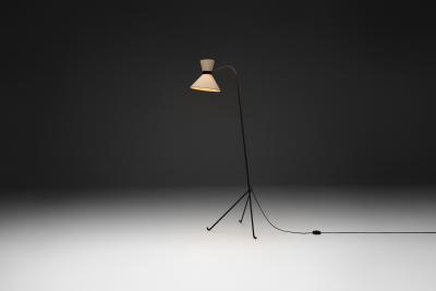  Maison Lunel Black Lacquered Metal Floor Lamp by Lunel France Mid 20th Century